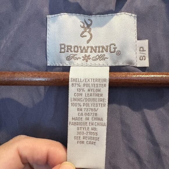 Browning Jacket Womens Small Purple For Her Fleece Lined Leather Collar Hunting - Picture 2 of 16